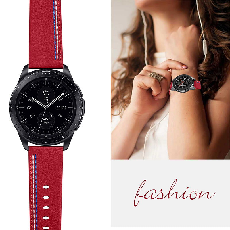 Top Layer Cowhide Genuine Leather Stitching Design Watch Band Strap for Samsung Galaxy Watch3 45mm Watch 46mm Top Layer Cowhide Genuine Leather Stitching Design Watch Band Strap for Samsung Galaxy Watch3 45mm Watch 46mm